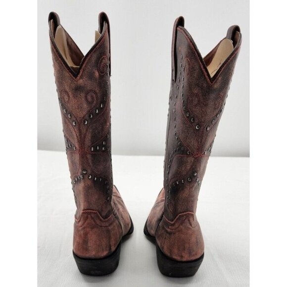 Eight Second Angel Women Size 8.5 Wash Pink Leather Studs Snip Toe Western Boot - Picture 4 of 9